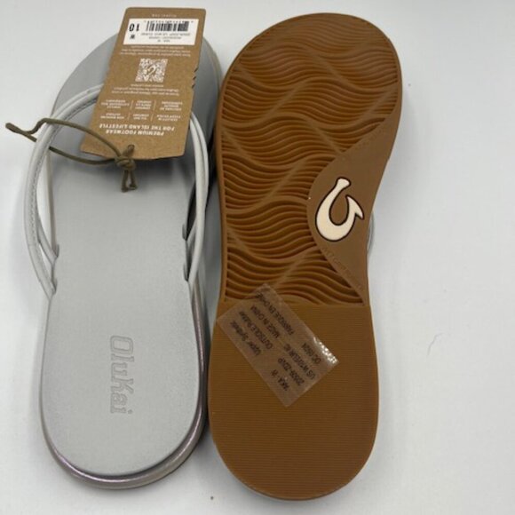 NEW Olukai AKA Flip Flop‎ In Iridescent Vapor Women’s Gray / Pink Size 10 NWT - Picture 7 of 12